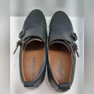 Brothers united mens leather luxury Double monk size 12 Black Buy Brothers United Mens Leather Luxury Double Monk Slip on  main image 3